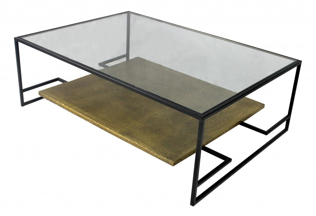 Modern Black and Gold Glass Coffee Table By Homeroots | Coffee Tables | Modishstore - 2