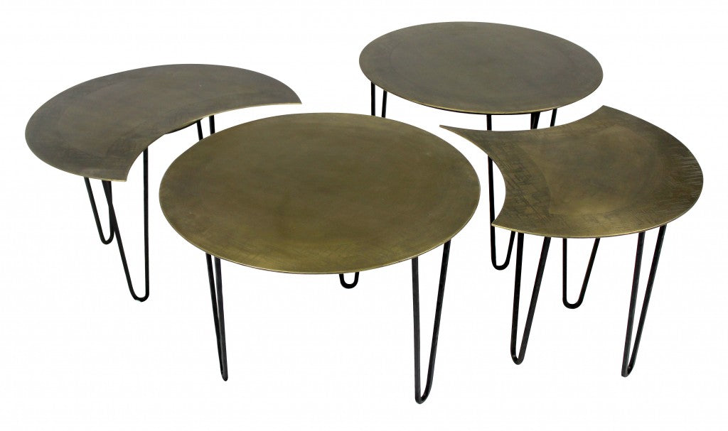 Set of Four Bohemian Gold Cocktail Table Set By Homeroots | Coffee Tables | Modishstore