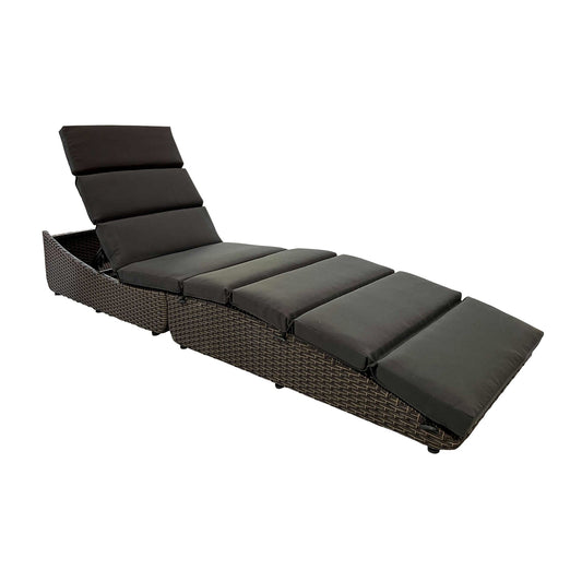 79" Faux Wicker and Dark Grey Cushions Chaise Lounge By Homeroots | Outdoor Chaise Lounges | Modishstore
