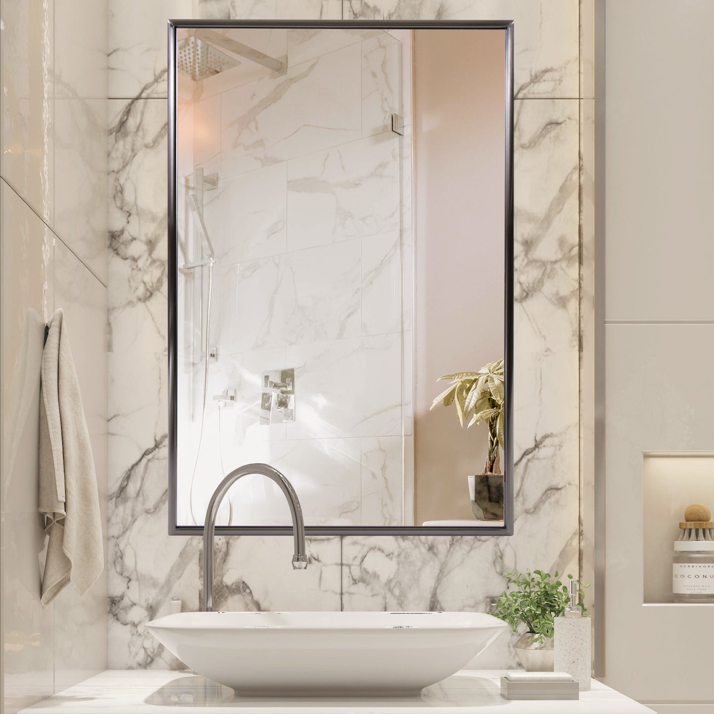 Antiqued Brushed Brass Rectangular Wall Mirror By Homeroots | Mirrors | Modishstore - 10