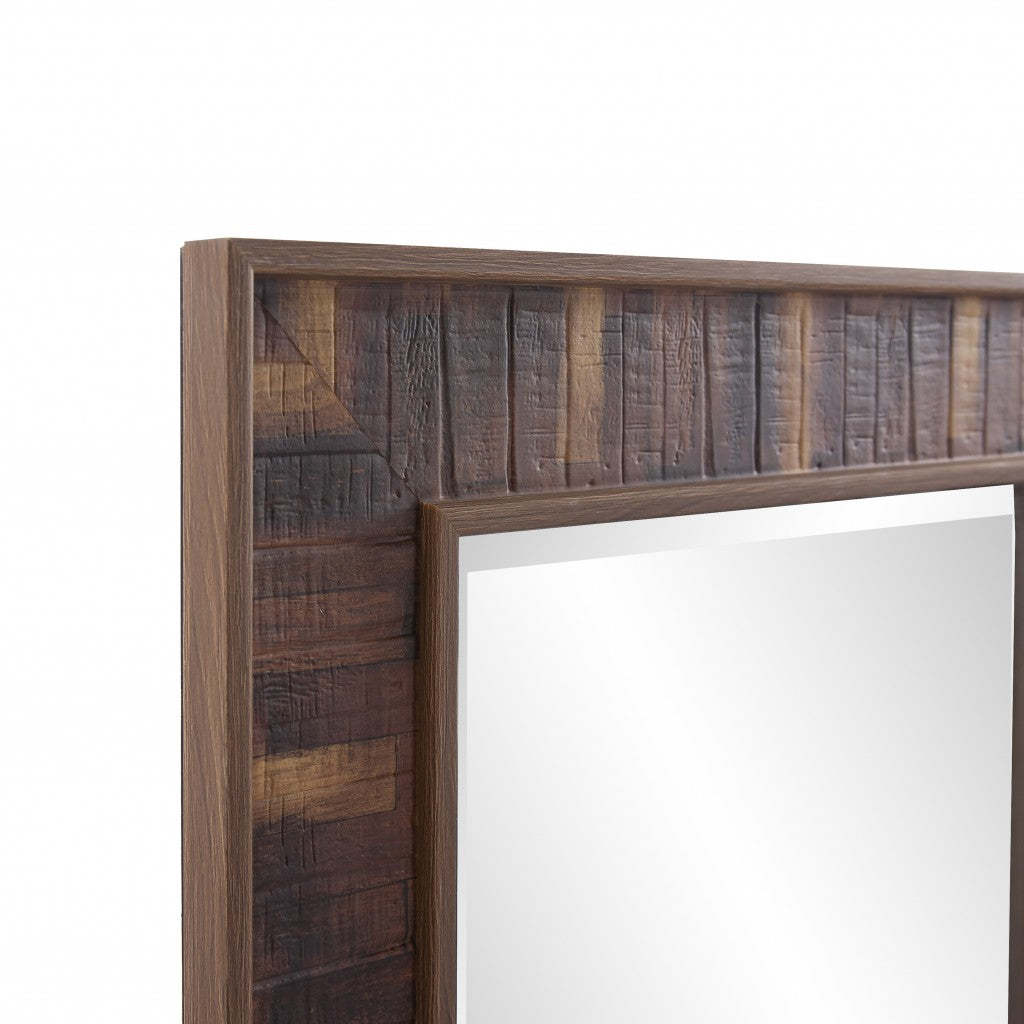 Rich Rustic Brown Faux Wood Full Body Wall Mirror By Homeroots | Mirrors | Modishstore - 5