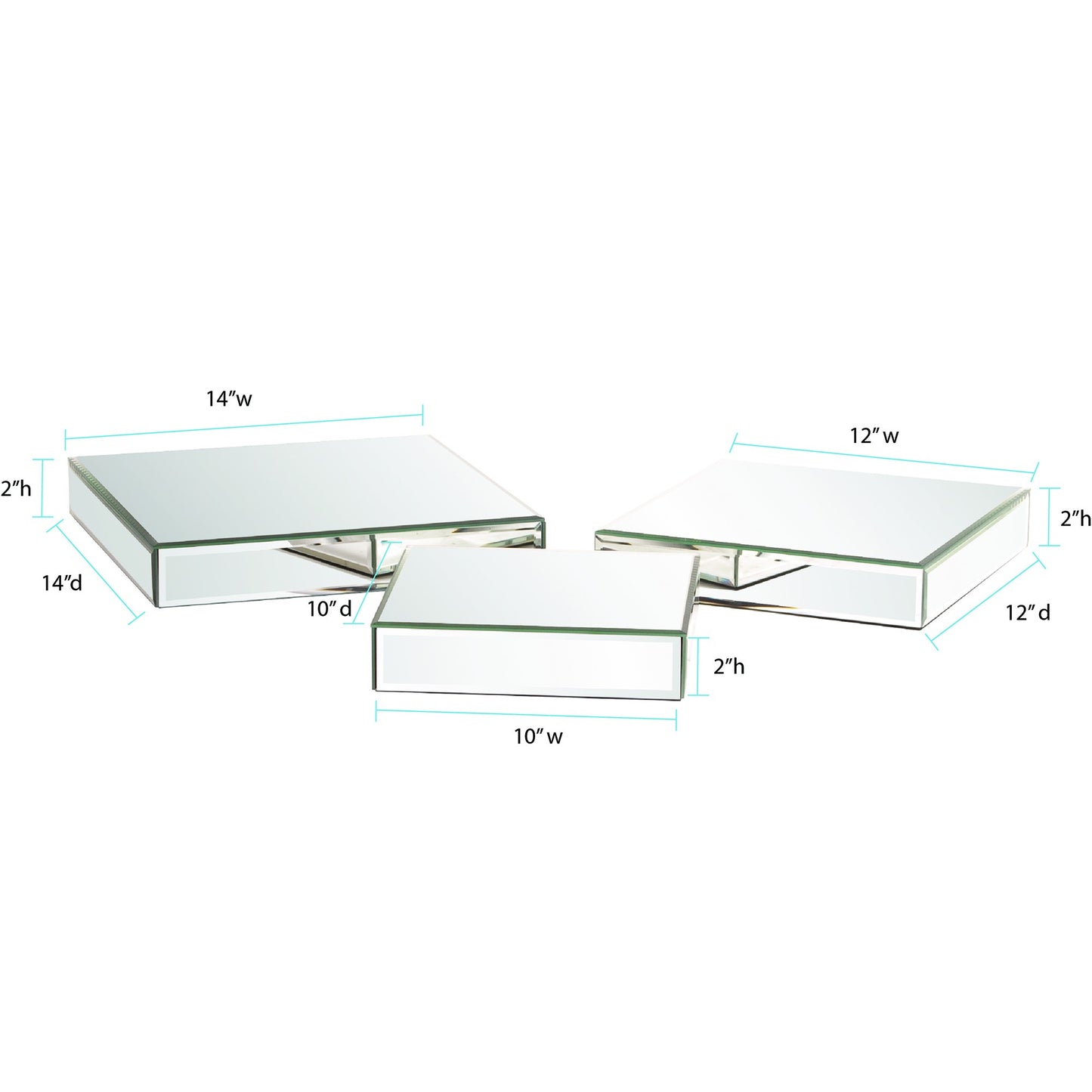 Set of Three Mirrored Rectangular Display Platforms By Homeroots | Sculptures | Modishstore - 4