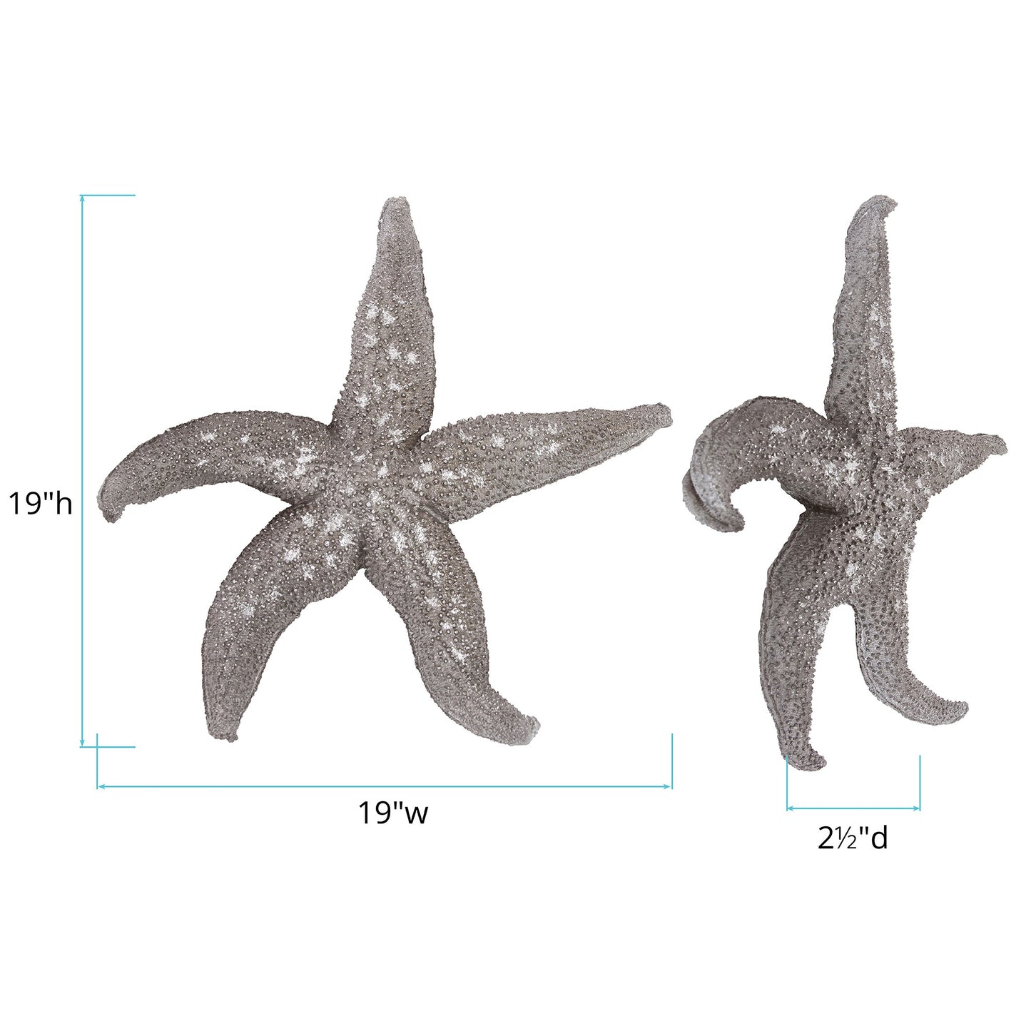 19" Silver Pewter Textured Starfish Wall Art By Homeroots | Wall Decor | Modishstore - 7