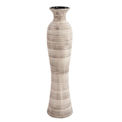 Modern Farmhouse Latte Striped Ceramic Floor Vase By Homeroots