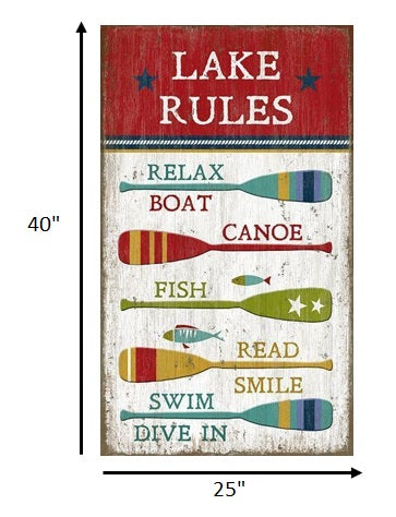 Vintage Boat Oars Lake Rules XL Wall Art By Homeroots | Wall Decor | Modishstore - 5