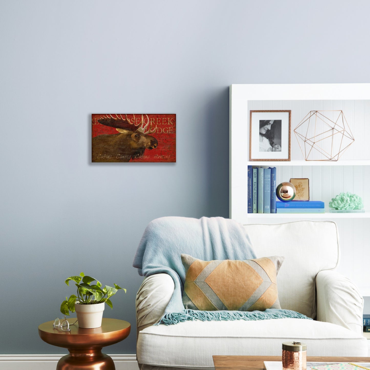 Distressed Moose Wood Wall Décor By Homeroots | Wall Decor | Modishstore - 3