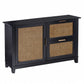 Black And Cane Bamboo Accent Storage Cabinet By Homeroots | Cabinets | Modishstore - 4