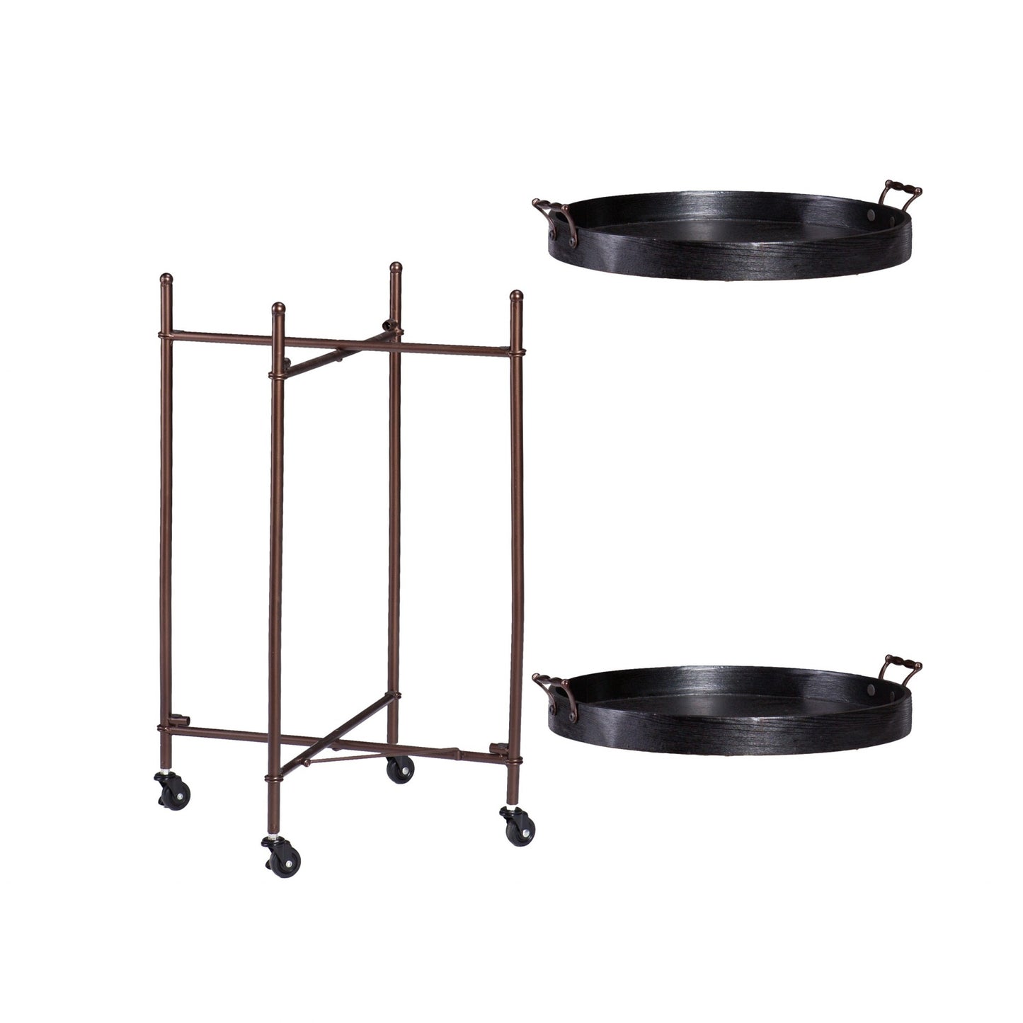 Spyro Black and Bronze Rolling Bar Cart Server By Homeroots | Accent Tables | Modishstore - 4