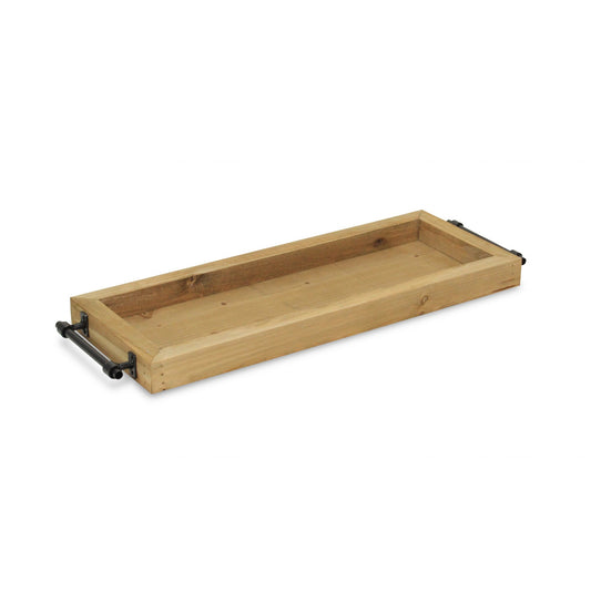 Long Wood Tray With Metal Handles By Homeroots | Trays | Modishstore