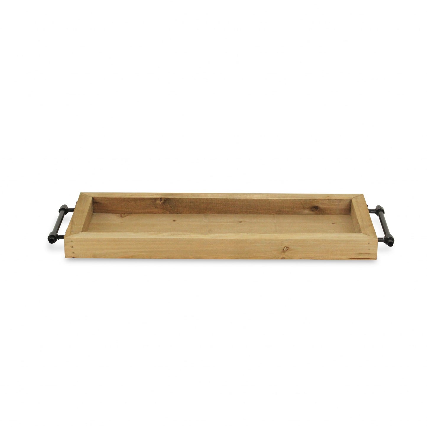 Long Wood Tray With Metal Handles By Homeroots | Trays | Modishstore - 3