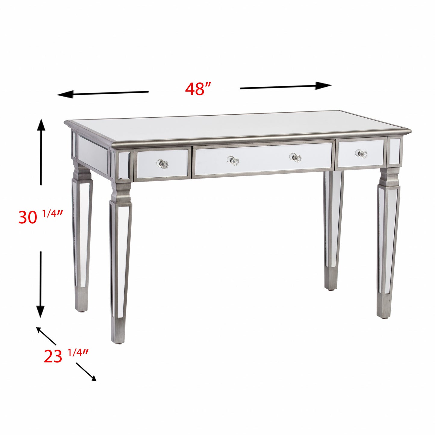 Silver Matte Mirrored Writing Desk By Homeroots | Desks | Modishstore - 6