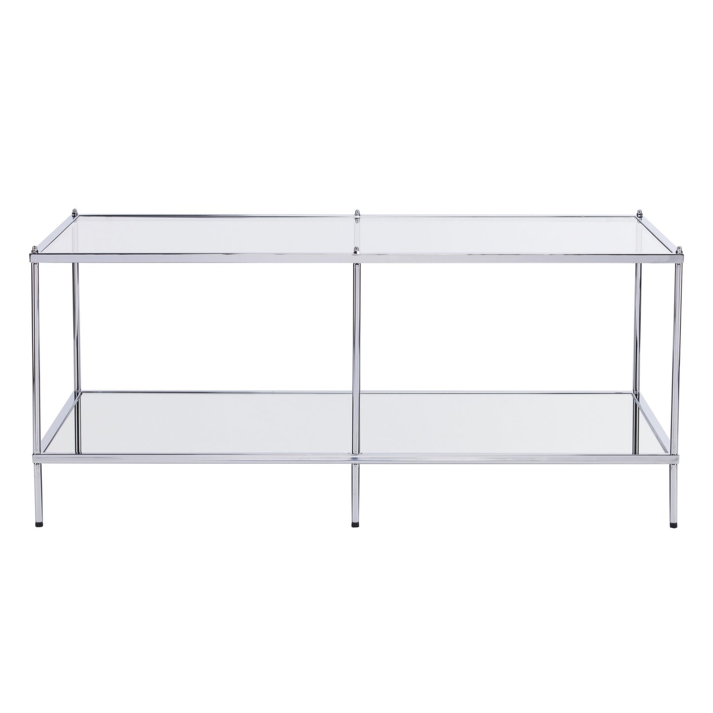 42" Chrome Glass And Metal Rectangular Mirrored Coffee Table By Homeroots | Coffee Tables | Modishstore - 9