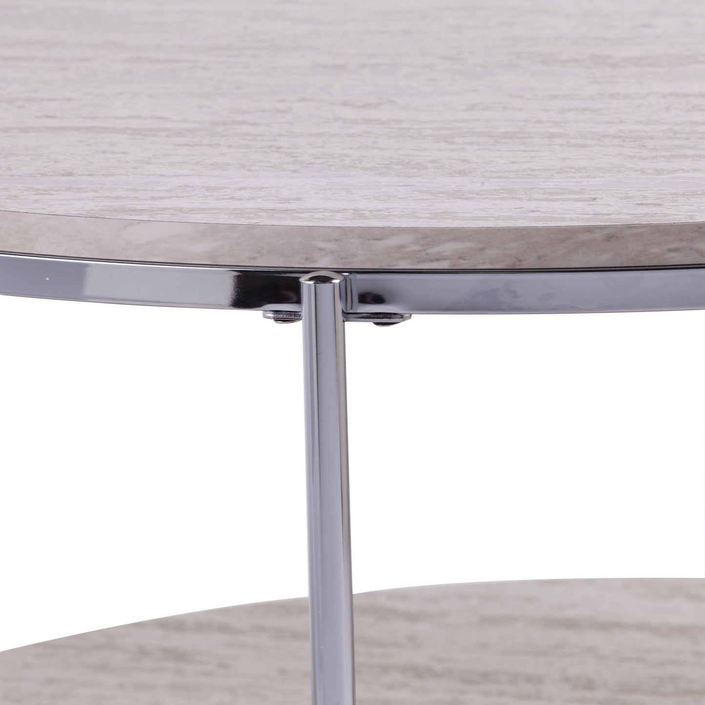 33" Chrome Faux Marble And Metal Round Coffee Table By Homeroots | Coffee Tables | Modishstore - 9