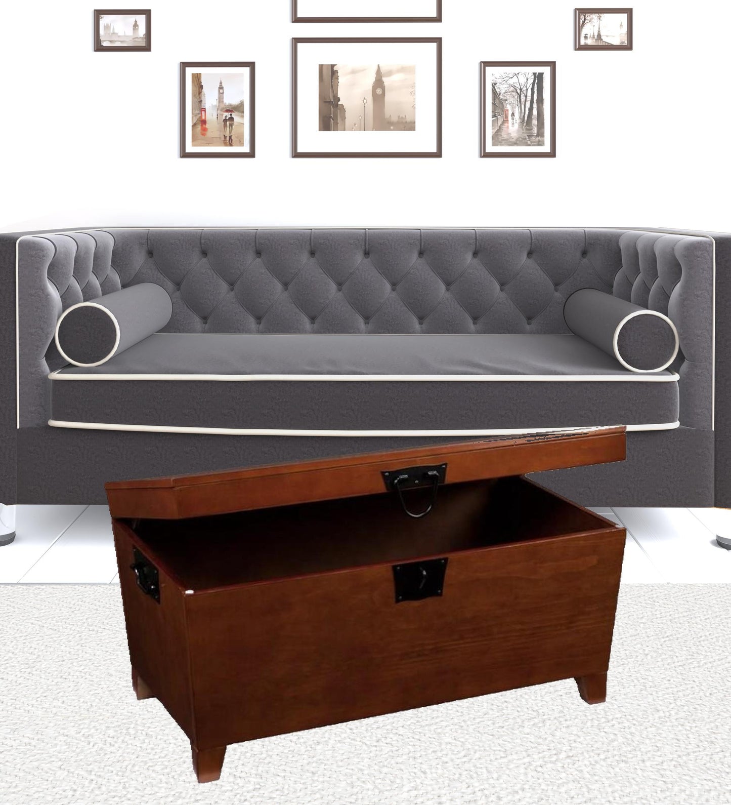 39" Brown Manufactured Wood And Metal Rectangular Coffee Table By Homeroots - 402163 | Coffee Tables | Modishstore - 8