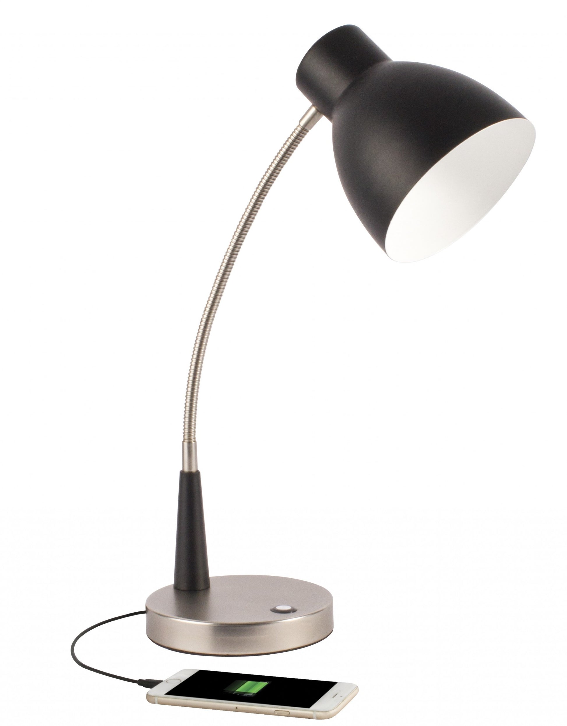 Black Matte and Silver LED Adjustable Desk Lamp By Homeroots | Desk Lamps | Modishstore