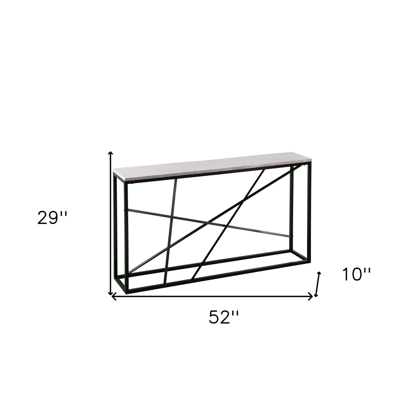 52" White and Black Faux Marble Frame Console Table By Homeroots | Console Tables | Modishstore - 9