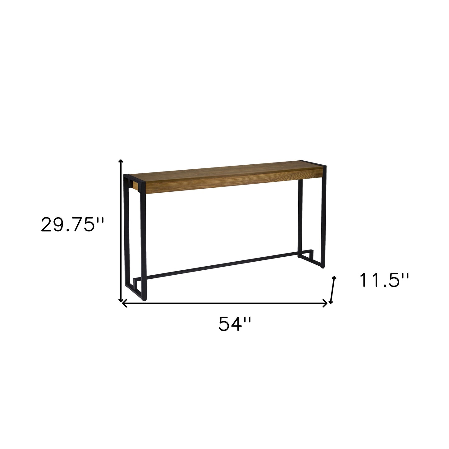 54" Gray Brown and Black Distressed Sled Console Table By Homeroots | Console Tables | Modishstore - 9