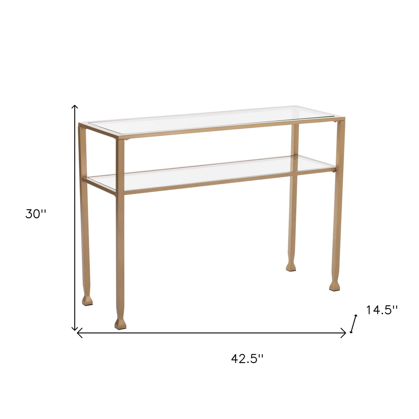 43" Clear and Gold Glass Console Table With Storage By Homeroots | Console Tables | Modishstore - 8