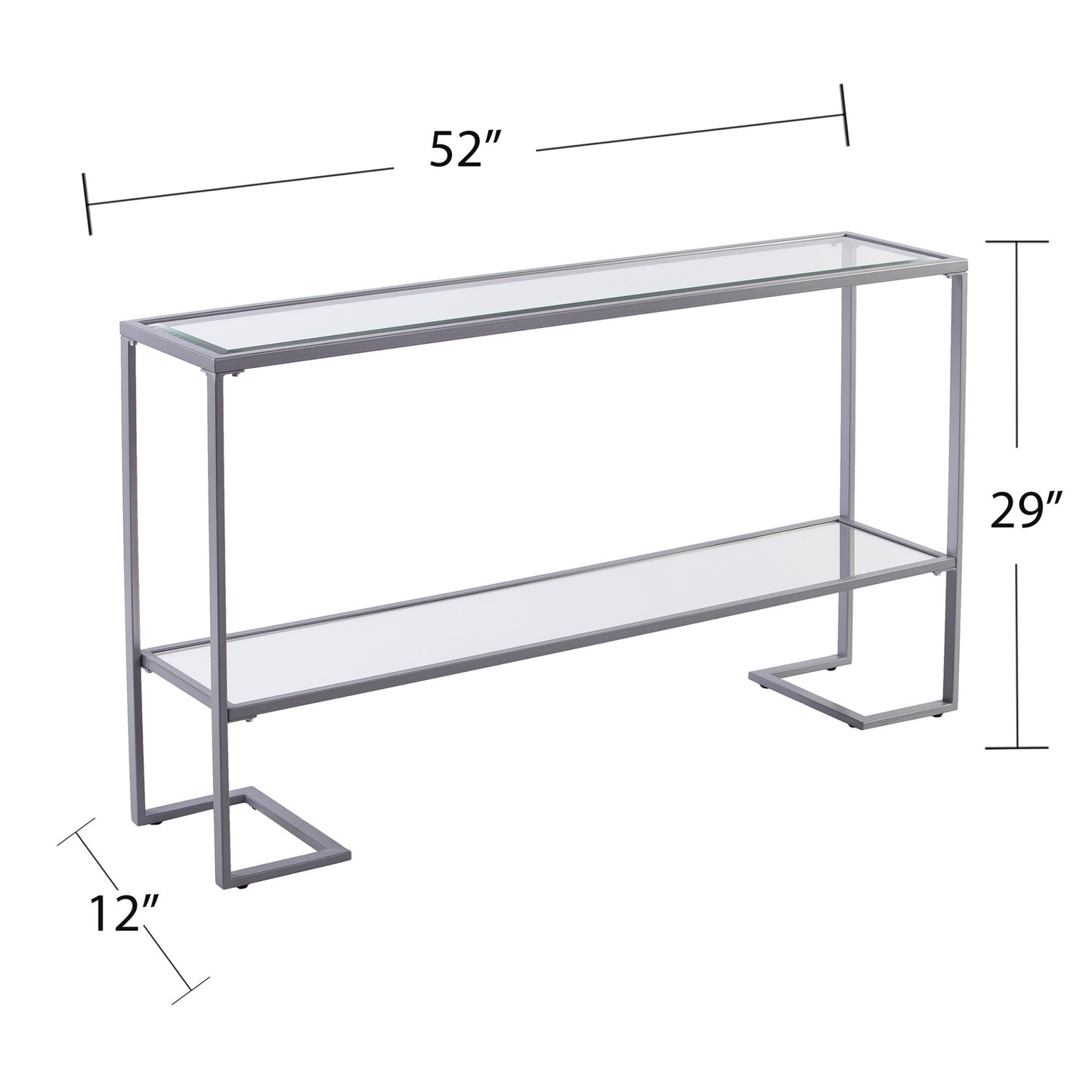 52" Clear and Silver Glass Mirrored Frame Console Table With Storage By Homeroots | Console Tables | Modishstore - 7
