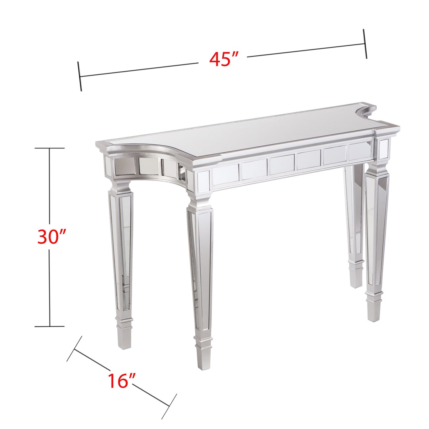 45" Silver Mirrored Glass Free Form Console Table By Homeroots | Console Tables | Modishstore - 8