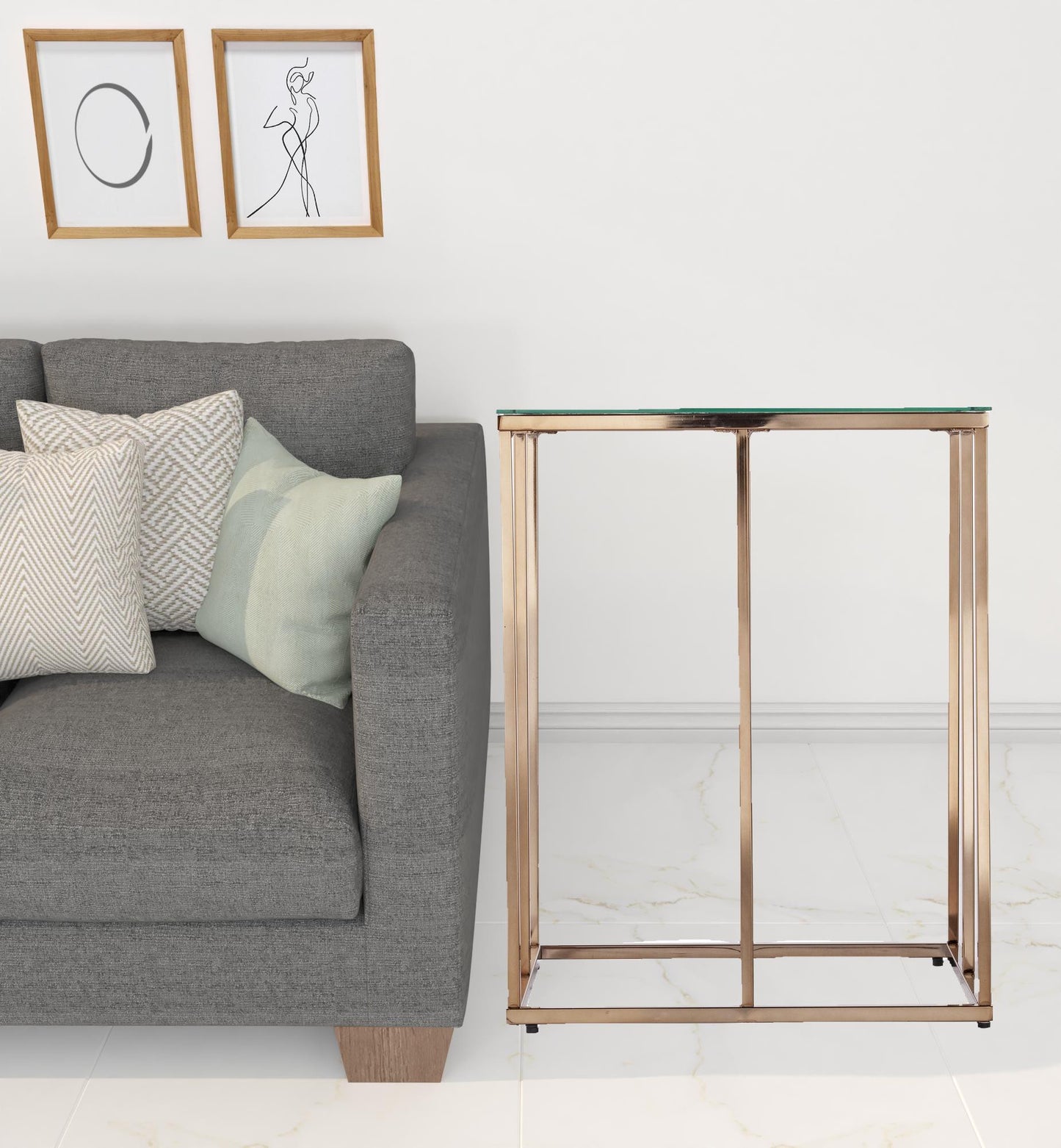 24" Champagne Glass And Iron Square End Table By Homeroots | End Tables | Modishstore - 7