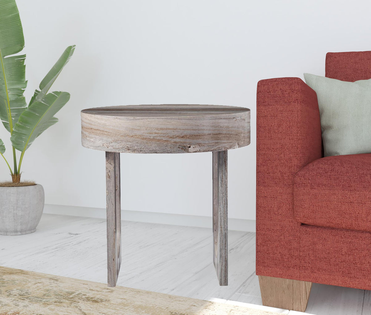 20" Brown Manufactured Wood Round End Table By Homeroots | End Tables | Modishstore - 9