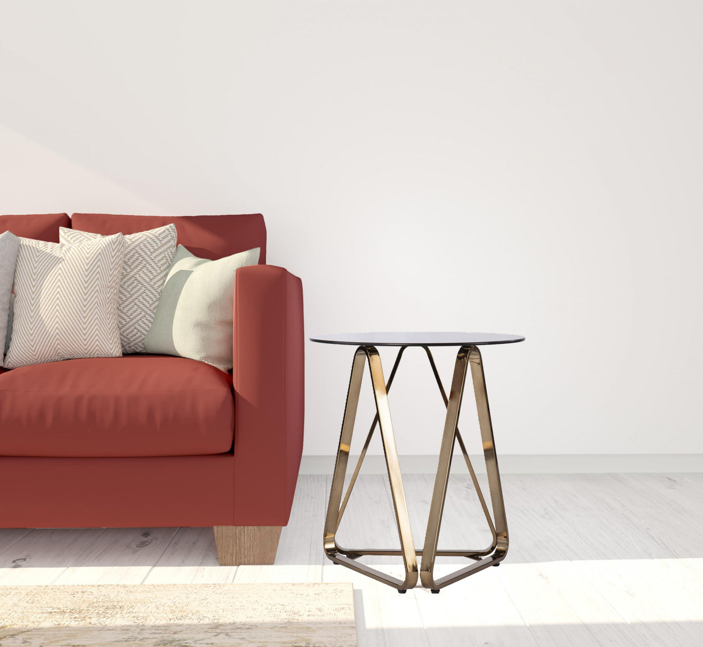 24" Champagne Glass And Iron Round End Table By Homeroots | End Tables | Modishstore - 8