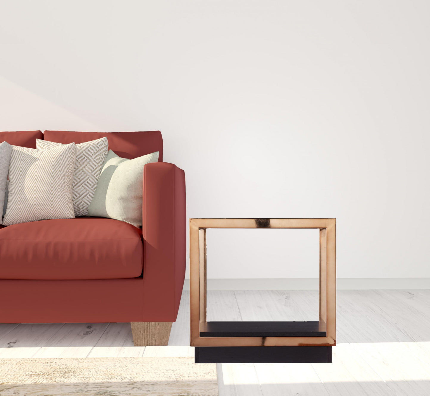 22" Champagne Glass And Iron Square End Table With Shelf By Homeroots | End Tables | Modishstore - 7