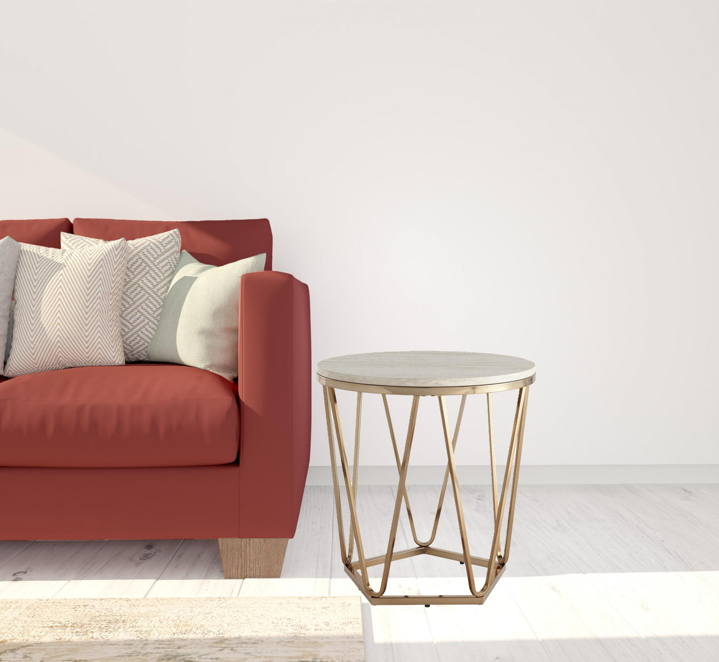 23" Champagne Manufactured Wood And Iron Round End Table By Homeroots | End Tables | Modishstore - 9