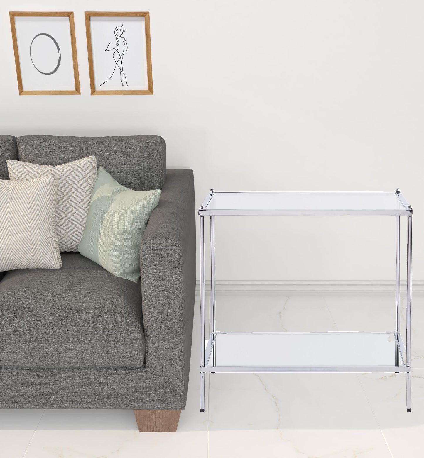 22" Chrome Glass And Iron Square Mirrored End Table By Homeroots | End Tables | Modishstore - 8