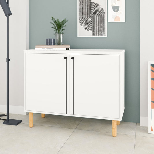 Iko White Modern Sideboard Double Door Cabinet By Homeroots | Cabinets | Modishstore - 3