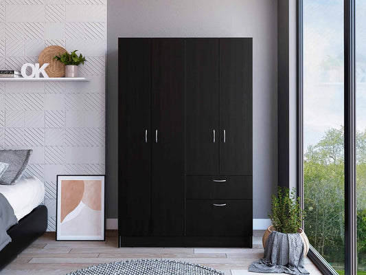 Black and White Tall Four Door Closet By Homeroots | Armoires & Wardrobes | Modishstore