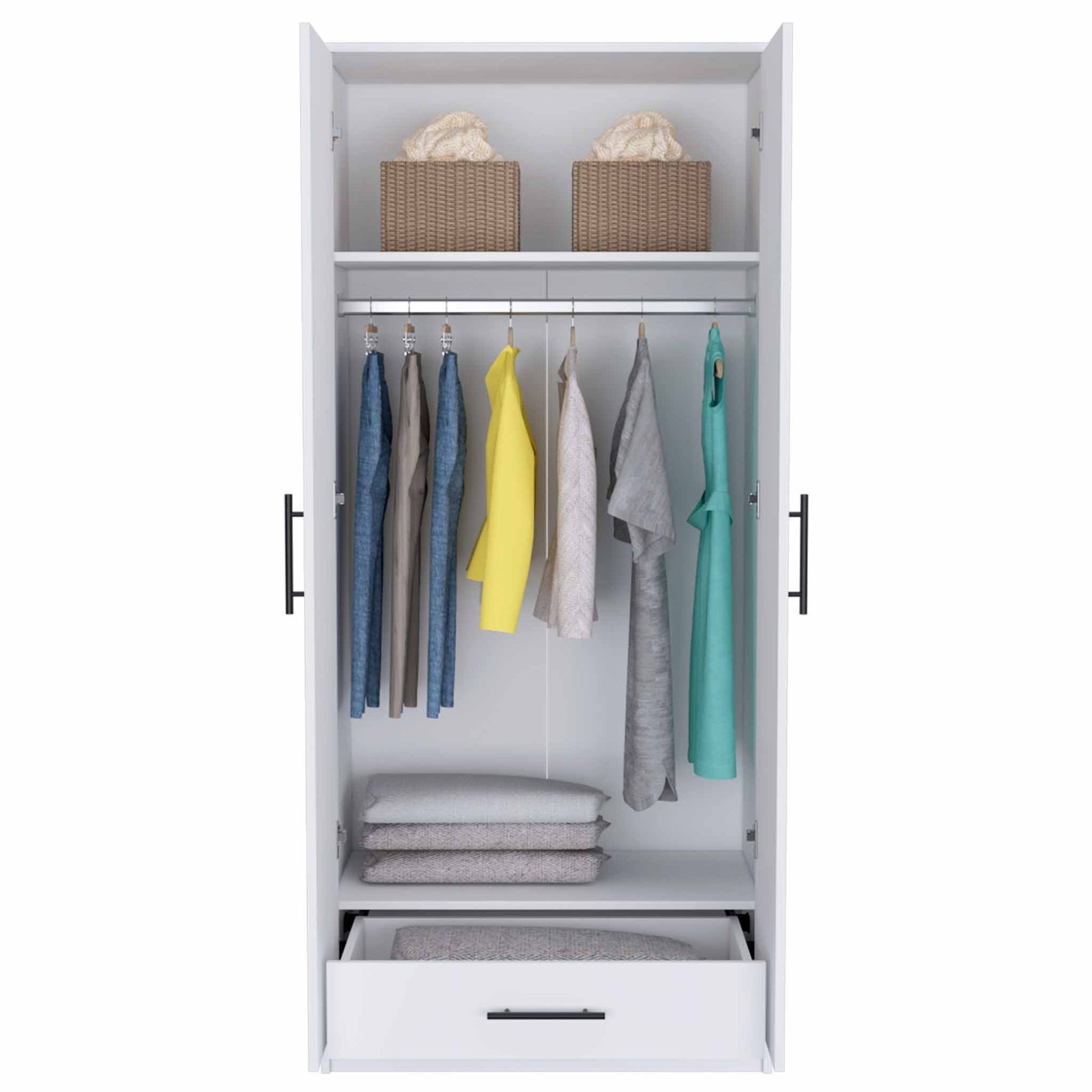 71" White Tall Two Door Closet By Homeroots | Armoires & Wardrobes | Modishstore - 5