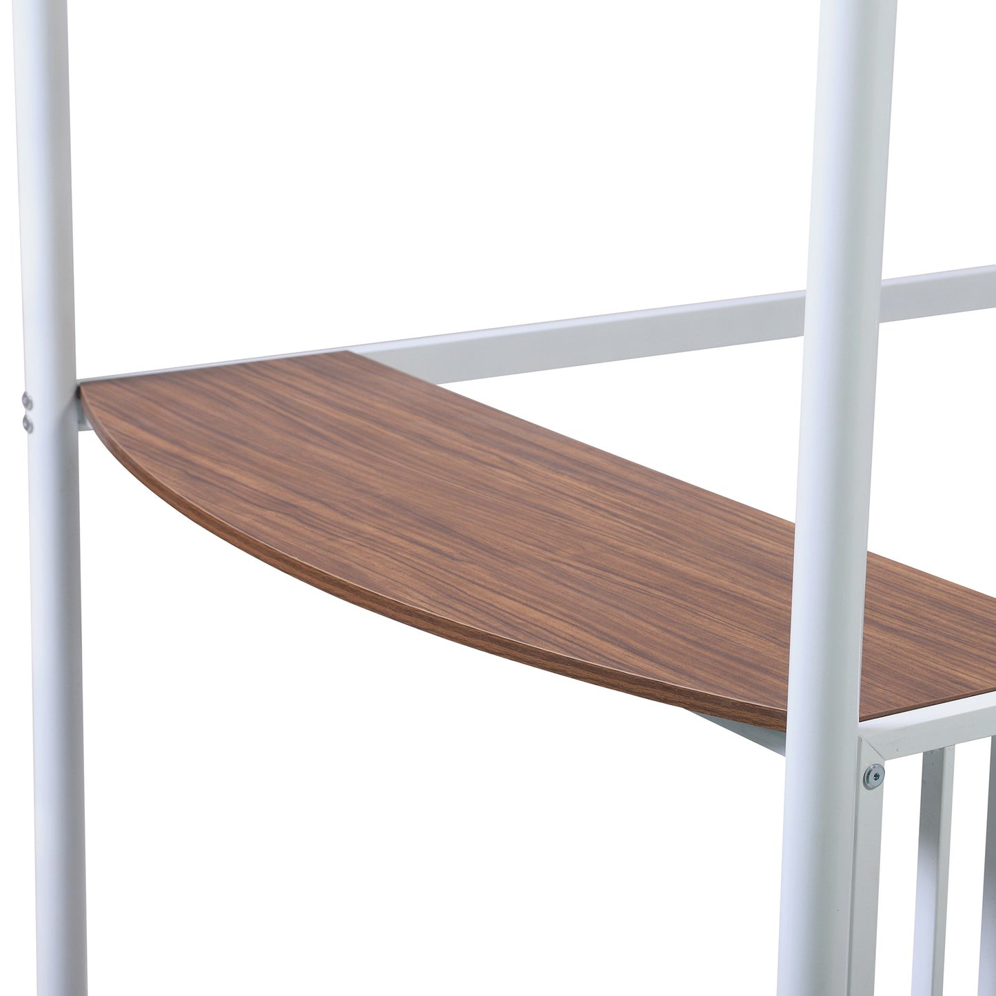 White Metal Twin Size Loft Bed With Desk By Homeroots | Beds | Modishstore - 9