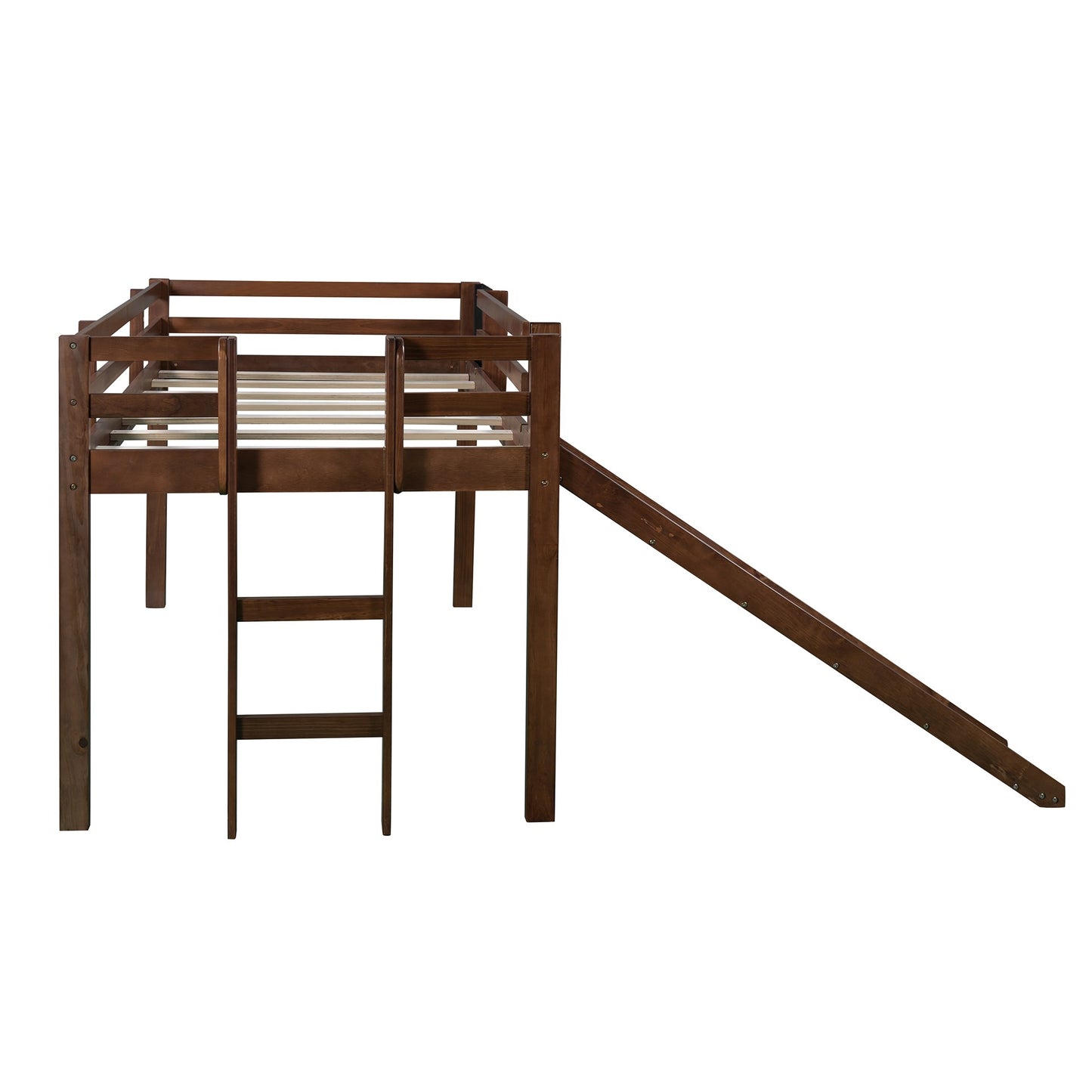 White Twin Loft Bed Bed Chalkboard And Slide By Homeroots | Beds | Modishstore - 27