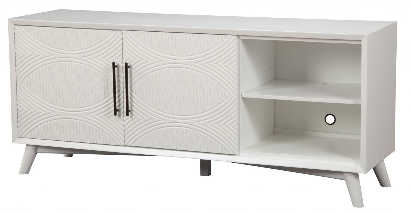 Stylish White Textured Mid Century Mod TV Console By Homeroots | TV Stands | Modishstore - 6