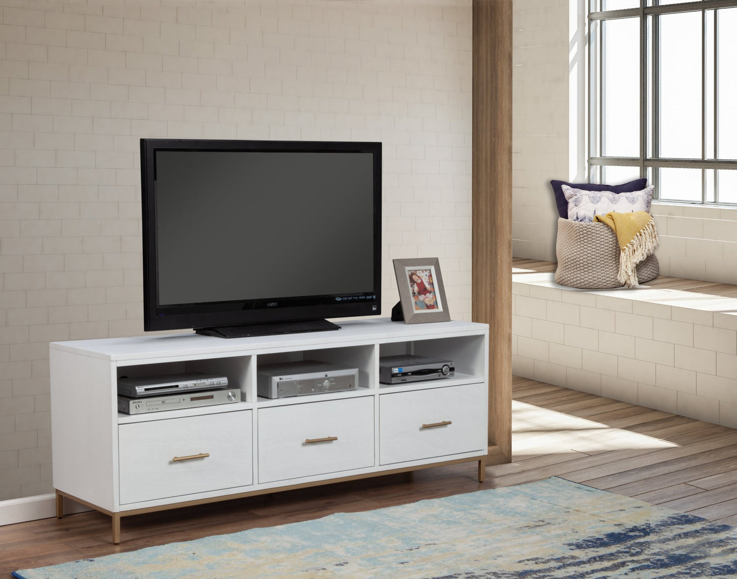 Glam White and Gold TV Console By Homeroots | TV Stands | Modishstore - 6