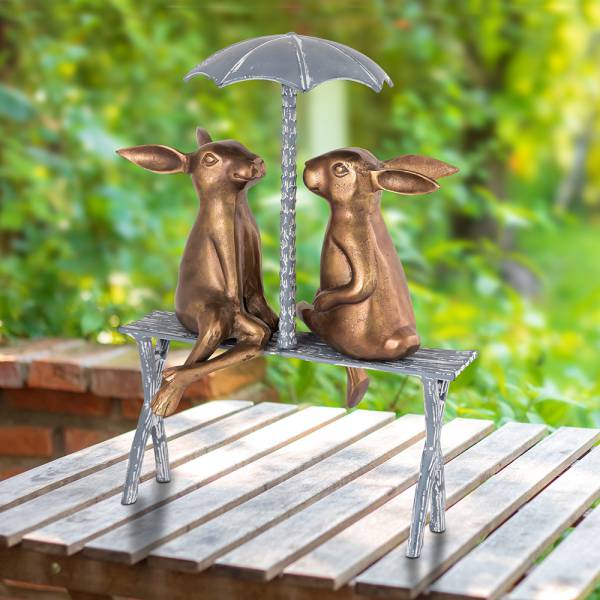 Romantic Rabbit Pair on Bench By SPI Home | Animals & Pets | Modishstore-2