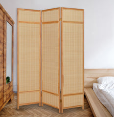 Natural Brown Bamboo Three Panel Room Divider Screen By Homeroots