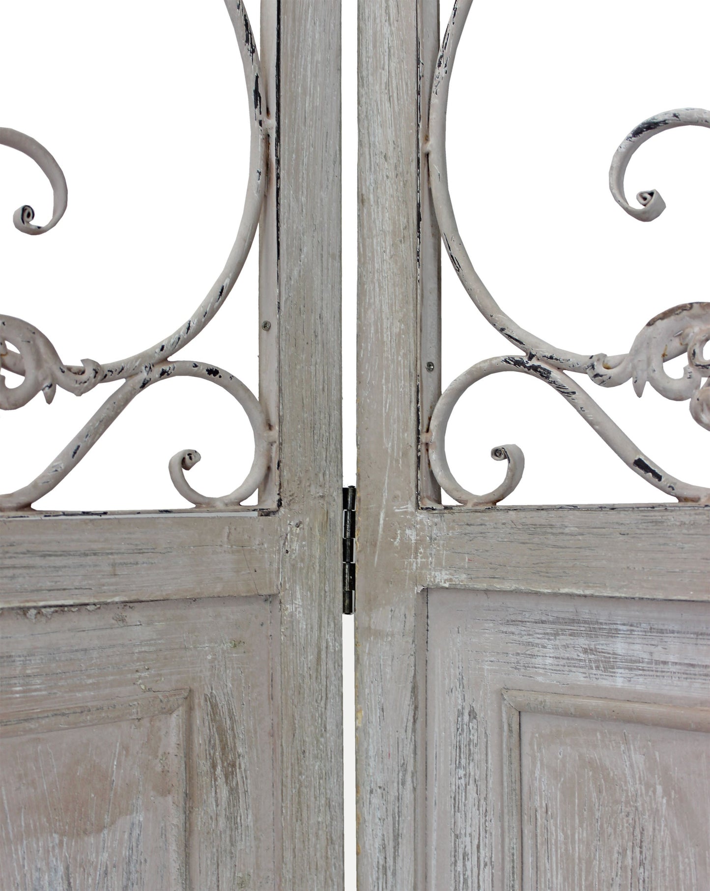 Romantic Whitewashed Scroll Three Panel Room Divider Screen By Homeroots | Room Dividers | Modishstore - 6