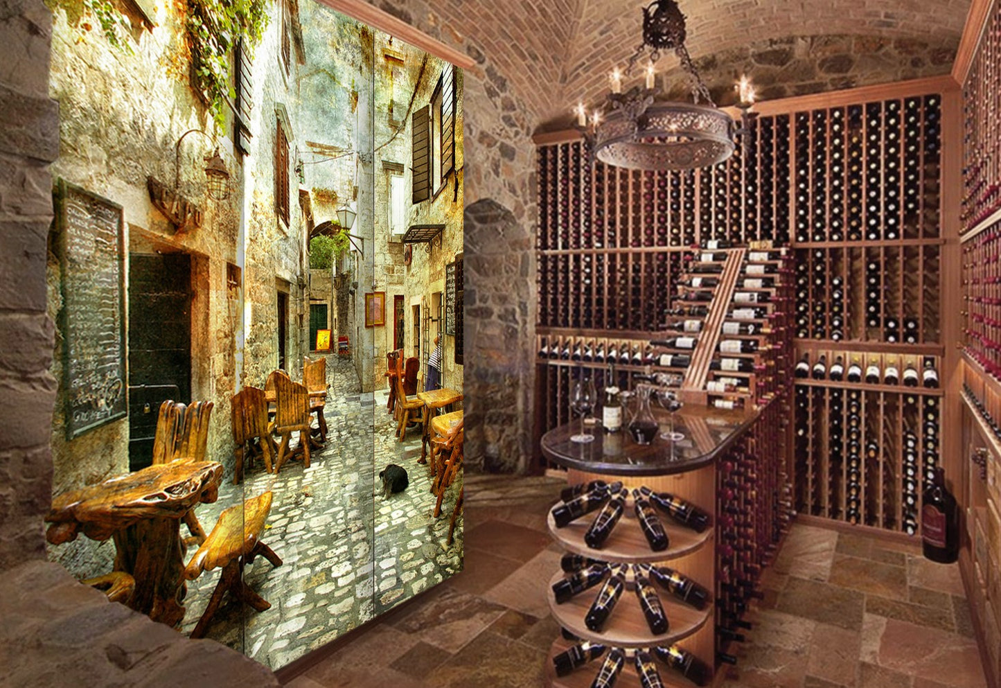 Romantic European Street Three Panel Room Divider Screen By Homeroots | Room Dividers | Modishstore - 5