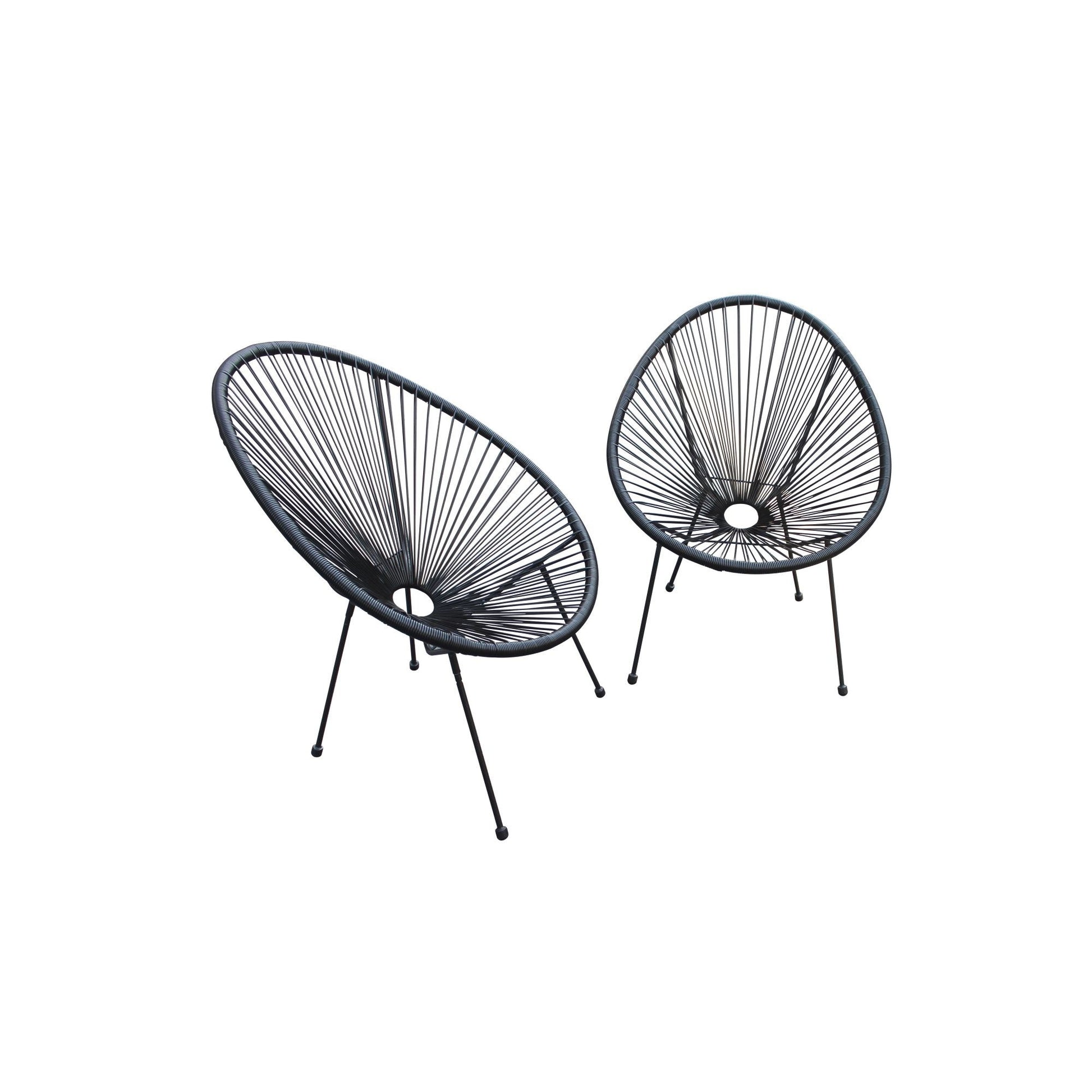 Black Mod Indoor Outdoor String Chairs Set Of 2 By Homeroots | Outdoor Chairs | Modishstore - 3