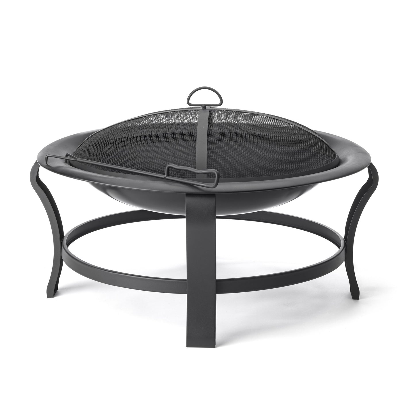 Black Steel Round Wood Burning Fire Pit By Homeroots | FIRE PITS | Modishstore - 2