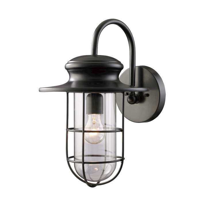 Portside 1-Light Outdoor Wall Lamp in Matte Black | Sconces | Modishstore