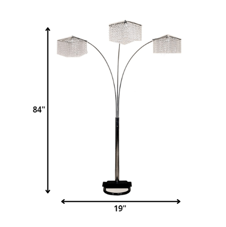 Floor Lamp with Three Hanging Crystal Shades By Homeroots | Floor Lamps | Modishstore - 5