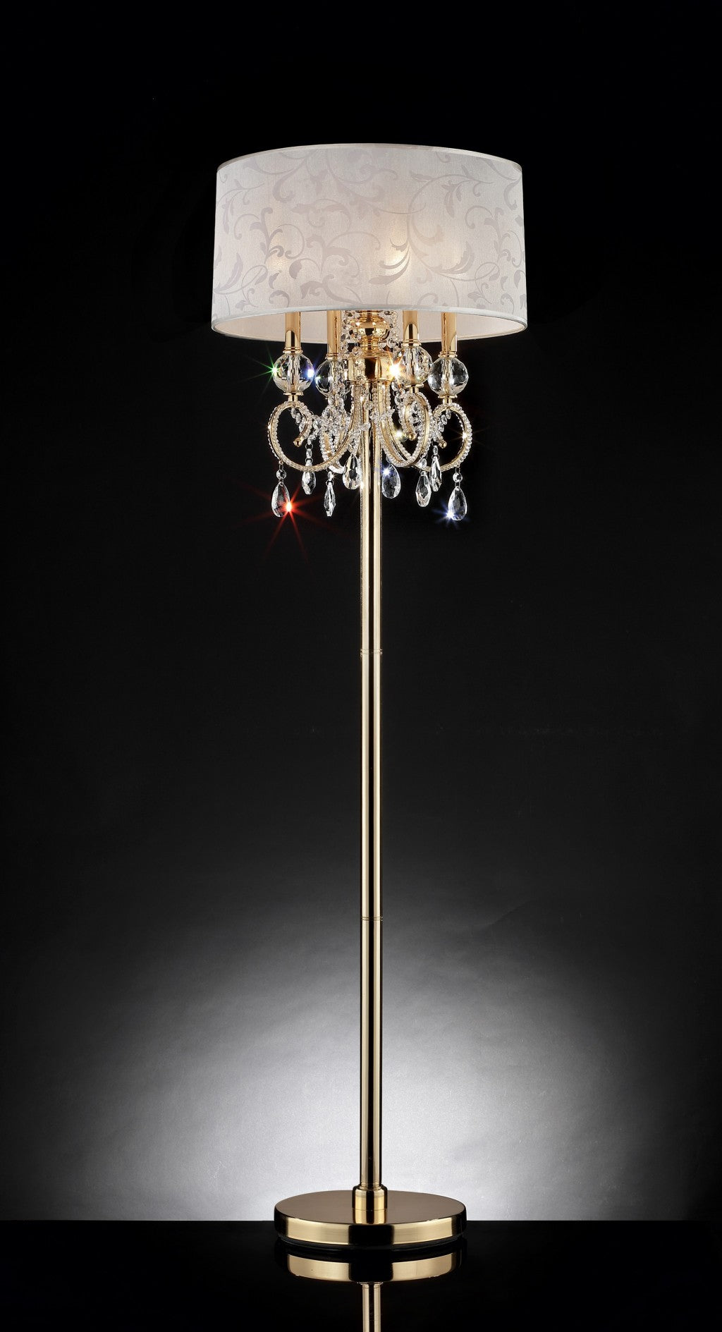 Stunning Brass Gold Finish Floor Lamp with Crystal Accents By Homeroots | Floor Lamps | Modishstore - 3