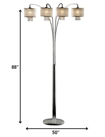 Four Light Floor Lamp with Crystal Accents By Homeroots | Floor Lamps | Modishstore - 5