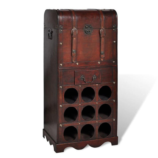 Wooden Wine Rack for 9 Bottles with Storage By vidaXL