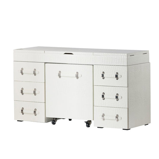 A&B Home White Dressing Table with Mobile Cabinet | Dressers | Modishstore