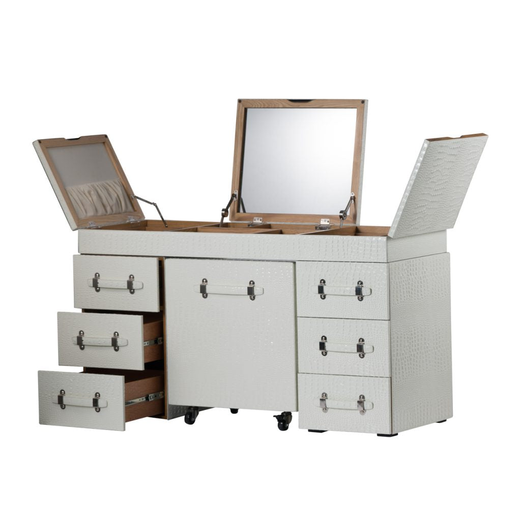 A&B Home White Dressing Table with Mobile Cabinet | Dressers | Modishstore - 4